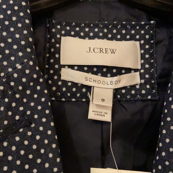 NWT JCrew Navy polka dot Schoolboy Blazer, size 0 - Picture 4 of 10